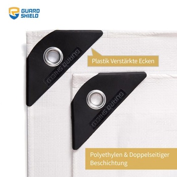 Plachta GUARD SHIELD s očky, vodotěsná, 2 m x 2 m, bílá, tkaná plachta, 160 g/m², ochranný potah,