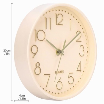 Nástenné hodiny ACCSHINE, tiché, moderné, 20 cm, béžové