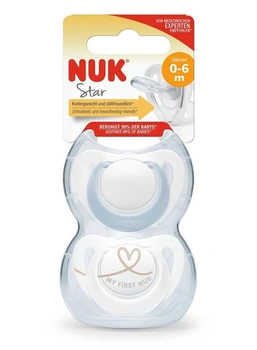 Dudlíky NUK Star pro novorozence | 0–2 měsíce | Silikonové dudlíky bez BPA | RŮŽOVÁ | Sada 2 kusů