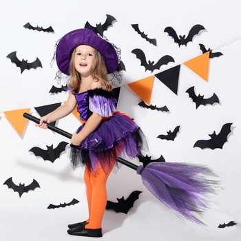 ENLACE Halloweenské koště na čarodějnici, odnímatelné rekvizity na koště, dětské koště na
