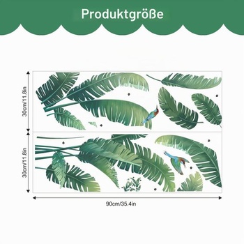 Tanlaby Rostlina Tropické listy Samolepka na zeď Zelené listy Samolepka na zeď Palmový list Palmové