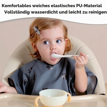 Podbradník s krátkym rukávom na dojčenie riadené dojčaťom (BLW), mäkký ak pokožke šetrný materiál,