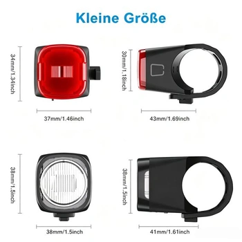 Sada zadných LED svetiel na bicykel, predné a zadné, dobíjacie, USB-C, svetlo na bicykel