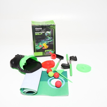 Clemas Minigolf Sada Hračky pro Děti, Dětské Golfové Hry, 16dílná Sada Golfových Kufrů pro Vnitřní
