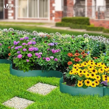 VOUNOT® Flexibilný PE okraj trávnika, okraj záhona s 12 upevňovacími kolíkmi, dĺžka 20 m, výška 8