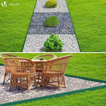 VOUNOT® Flexibilný PE okraj trávnika, okraj záhona s 12 upevňovacími kolíkmi, dĺžka 20 m, výška 8