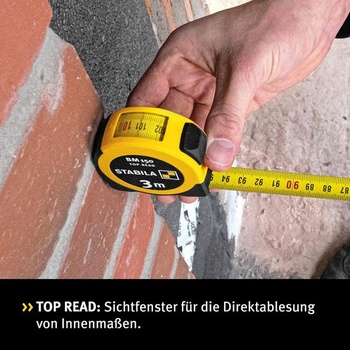 Vreckový zvinovací meter STABILA BM 150, 3 m, meter s metrickou stupnicou, priezor pre priame odčítanie,