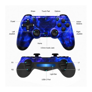 Bezdrôtový ovládač Suoxiom pre PS4/PC, modrý