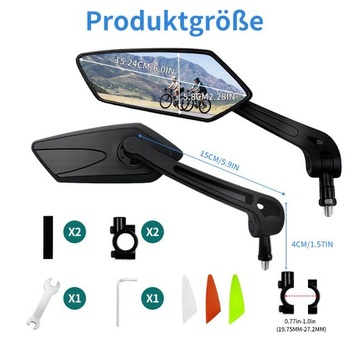 Zrkadlá na bicykel | Spätné zrkadlá na bicykel (2 kusy) s HD sklom | Nastaviteľné zrkadlá o 360° pre