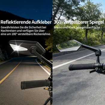 Zrkadlá na bicykel | Spätné zrkadlá na bicykel (2 kusy) s HD sklom | Nastaviteľné zrkadlá o 360° pre
