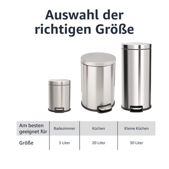 Okrúhly valcový odpadkový kôš Amazon Basics, malý, s tichým zatváraním, s nožným pedálom, do kúpeľní