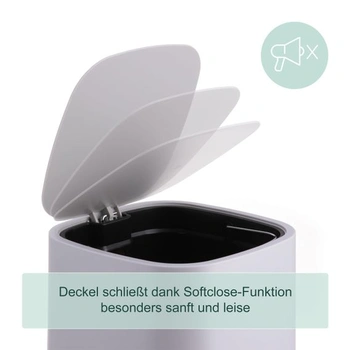 Odpadkový koš Relaxdays, 9 l, mechanismus tlumeného zavírání, tmavě šedý