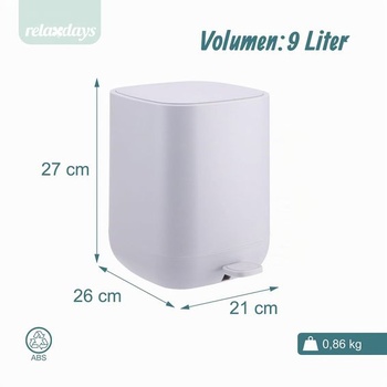 Odpadkový kôš Relaxdays, 9 l, mechanizmus tlmeného zatvárania, tmavo šedý