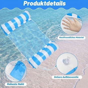 Nafukovacia vodná hojdacia sieť Idota XL, sada 2 ks, nafukovací matrac, bazén, plávajúca podložka 4 v