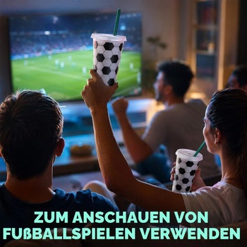 Yuragim 12dílná sada fotbalových kelímků 710ml/24oz, opakovaně použitelné plastové kelímky s víčkem