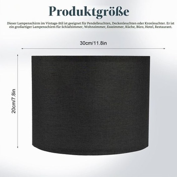 Čierne tienidlo pre závesnú lampu E27 30 cm