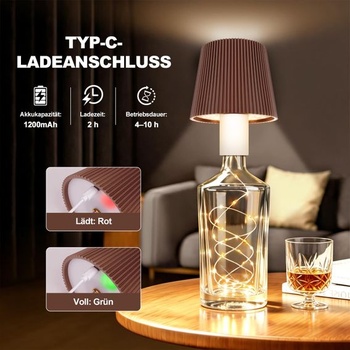 ICARE LED nástavec na lahev s dobíjecími světly, hnědý
