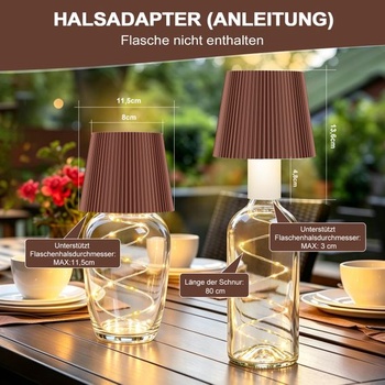 ICARE LED nástavec na lahev s dobíjecími světly, hnědý