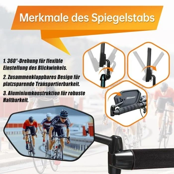 Zrkadlo na bicykel, kovové spätné zrkadlo na bicykel, zrkadlo na koniec riadidiel, modré matné sklo,