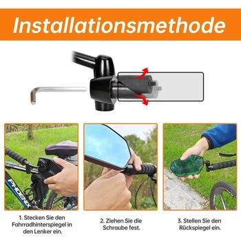 Zrkadlo na bicykel, kovové spätné zrkadlo na bicykel, zrkadlo na koniec riadidiel, modré matné sklo,