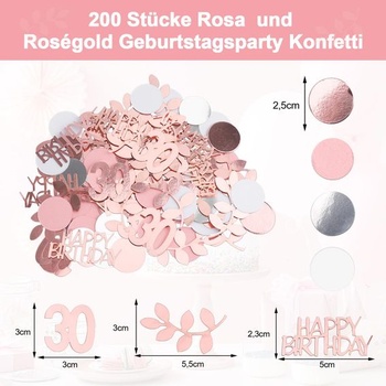 GoldRock 200 ks konfety dekorácie k 30. narodeninám, stolové dekorácie pre ženy k 30. narodeninám