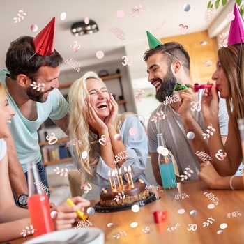 GoldRock 200 ks konfety dekorácie k 30. narodeninám, stolové dekorácie pre ženy k 30. narodeninám