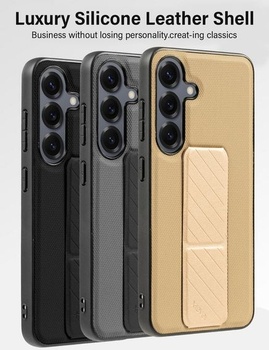 Púzdro X-level pre Samsung Galaxy S25 s nastaviteľným stojanom, púštny piesok, zlaté