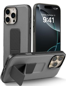 Puzdro X-level pre iPhone 16 Pro, nastaviteľný stojan, šedé