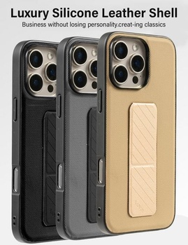 Puzdro X-level pre iPhone 16 Pro, nastaviteľný stojan, šedé