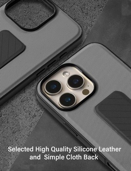 Puzdro X-level pre iPhone 16 Pro, nastaviteľný stojan, šedé