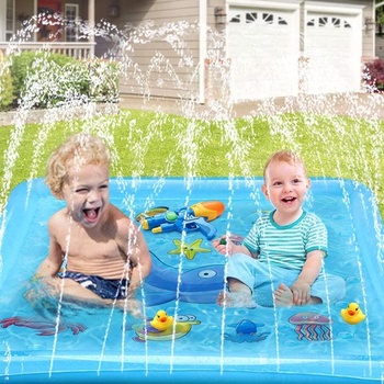 KAHEIGN Splash Pad 170cm čtvercová vodní hrací podložka – Dětská vodní hrací podložka do letní