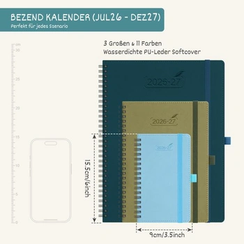 BEZEND Kapesní kalendář 2026 2027 Malý týdenní kalendář A6 15,5 x 9 cm A6 15,5 x 9 cm 2026 - 2027
