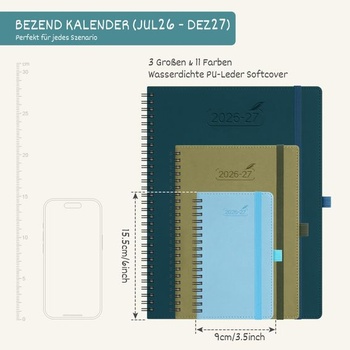 BEZEND Vreckový kalendár 2026 2027 Malý týždenný kalendár A6 15,5 x 9 cm A6 15,5 x 9 cm 2026 - 2027