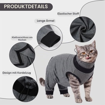 Pooperačný oblek pre mačky, chirurgický oblek pre kastráciu/sterilizáciu s plným krytím zadných