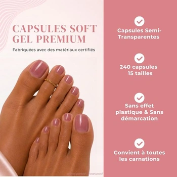 Sada gelových nailových tipů Ashera Nail Gel-X z růžového dřeva | Obsahuje 240 gelových tipů |