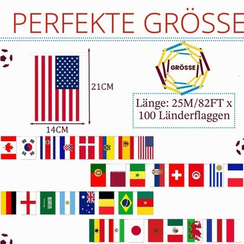 Vlajka 100 zemí Euro 2025 pro Euro ve fotbale, vlajka Euro 2025, 25m vlajky Euro, dekorativní