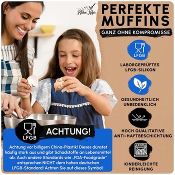 2 x 12-milimetrové silikónové formy na muffiny, bez BPA as nepriľnavým povrchom, 2 kusy