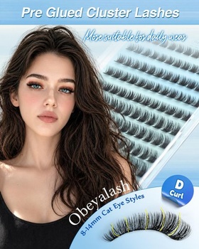 Obeyalash Press On Lashes Samolepiace riasy Opakovane použiteľné D Curl riasy Spodné nanášacie tenké