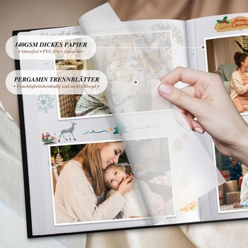 Ľanový fotoalbum pre personalizáciu a vlepovanie fotografií, malý ľanový fotoalbum OUR MEMORIES so 100