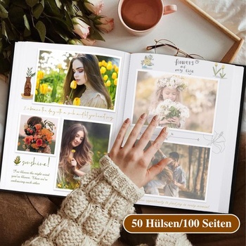 Ľanový fotoalbum pre personalizáciu a vlepovanie fotografií, malý ľanový fotoalbum OUR MEMORIES so 100