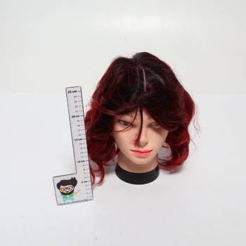 Sofeiyan krátka vlnitá bob parochňa s ofinou, dámska, 30 cm, vínovo červená syntetická parochňa pre