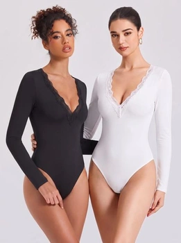 Dámský elegantní top s dlouhým rukávem a výstřihem do V, velikost M, černý