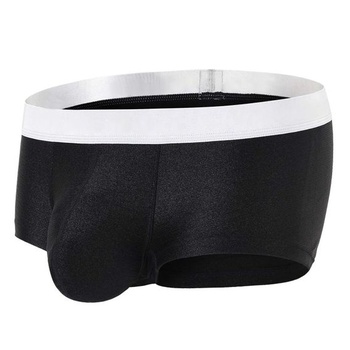 Pánske sexy boxerky, spodná bielizeň, hrče, hladké, hodvábne, ľahké, nízke, krátke boxerky, čierne, XL