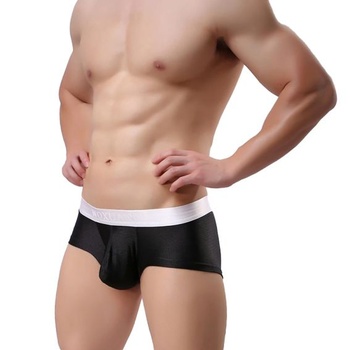 Pánske sexy boxerky, spodná bielizeň, hrče, hladké, hodvábne, ľahké, nízke, krátke boxerky, čierne, XL