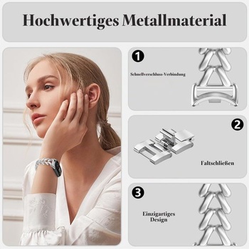 Kovový náramek KeHowy pro Xiaomi Smart Band 9/Band 8/10, elegantní stříbrný pro ženy