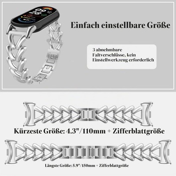 Kovový náramok KeHowy pre Xiaomi Smart Band 9/Band 8/10, elegantný strieborný pre ženy
