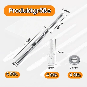 4 x plovoucí konzole polic, neviditelné konzole nástěnných polic Ø8x100 mm, skryté podpěry polic,