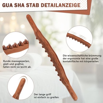 Drevená terapeutická tyčinka Shiva Gua Sha, masážna tyčinka z dreva tmavo hnedá