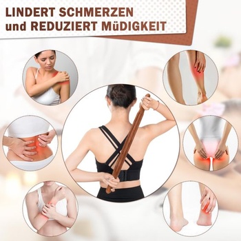Drevená terapeutická tyčinka Shiva Gua Sha, masážna tyčinka z dreva tmavo hnedá