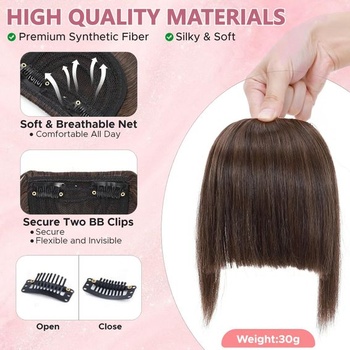 Benehair Clip-in popredná ofina Francúzska clip-in ofina s spánkami Prírodná umelá ofina pre ženy